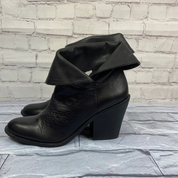 Lucky Brand Ethann foldover shaft black ankle leather booties size 8.5 - Picture 4 of 11